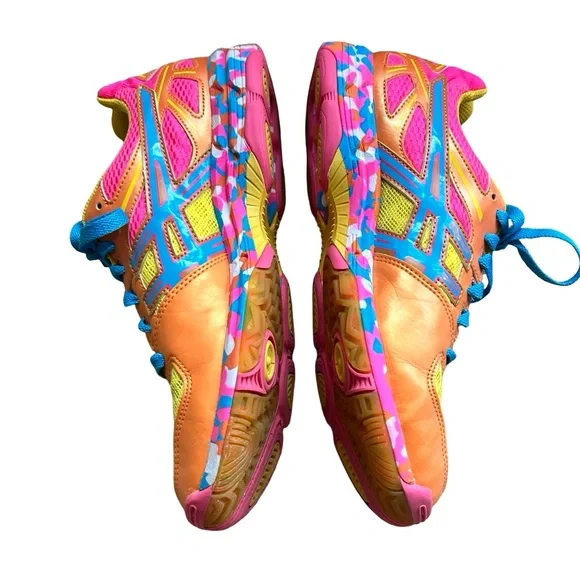 Asics Gel Flashpoint Running Cross Training Volleyball Orange Flame Pink Sneaker - Picture 6 of 11